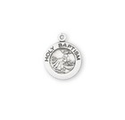 Sterling Silver Holy Baptism Round Medal Pendant On 18 Inch Chain Necklace