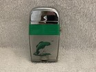 Vintage Scripto Vu Lighter Green Band Fish Jumping Out Of Water