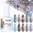 Nail Art Nail Foil Glue Gel  O 5 Oz With 10pcs Foil Stickers Design Foil 17