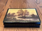 Vintage Russian Fedoskino Hand Painted Artist Signed Landscape Lacquered Box