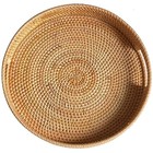 14  Round Rattan Tray  Hand Woven Serving Tray With Handles  Wicker Serving 