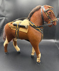 9 5  Real Fur Hide Covered Pinto Horse Figurine Glass Eye Leather Equine German