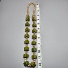 Vintage Art Deco Green Yellow Swirl Bakelite Necklace With Gold-tone Beads