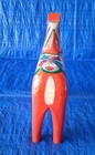 1970s Vintage Nils Olsson 7  Red orange Swedish Dala Horse Hand Painted W  Label