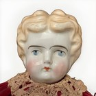 Antique German Porcelain Half Doll Pin Cushion Blond Finger Wave Velvet 1920s