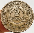 1864 Two Cent Piece 2c Civil War Date Large Motto Us Copper Coin Cc29531