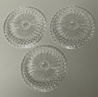 Vintage Clear Glass Daisy Floral Pattern Diamond Edge Coasters  - Set Of 3