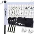 Portable Complete Volleyball Badminton Set With Poles  Net  4 Rackets   4 Balls