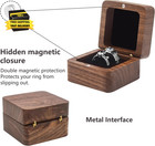 Wooden Ring Box For Wedding Ceremony 2 Slots small Square Solid Wood Double Ring