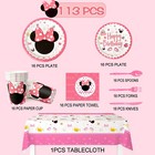 113 Pcs Minnie Mouse Party Supplies Minnie Party Decoration Tableware Plates Cup
