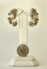       hobe Crescent Shaped Pearls Gold Beads Clip Earrings Mop Mcm Vintage As Is