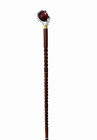 Chrome Nautical Walking Cane     Rosewood Shaft  Red Ball Handle  3-fold Stick Gif