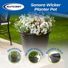 Suncast Sonora 18 Inch Resin Wicker Decorative Yard Garden Flower Planter  Brown