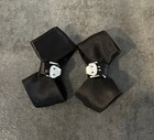  Vintage Black Satin Bow Rhinestone Shoe Clips