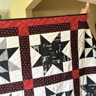 Machine Made Wall Star Design Lap Quilt Beautiful And New 62x74 Black White Red