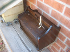 1970s Vintage 9  X 10  X 13  Sewing Wooden Basket Box W  2 Flip Top Doors Usa