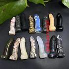 2  Natural Mixed Male Quartz Carved Crystal Genital Penis Reiki Healing Gem 5pc