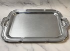 Vintage Farberware Stainless Chrome Scalloped Serving Tray  16x10    Mcm