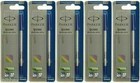 5 X Parker Quink Roller Ball Rollerball Pen Refills Blue Ink    Medium Nib New  