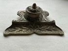 Vintage Ornate Brass Art Nouveau Inkwell 