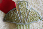 Large  Fancy  Vintage  Ornamental Bakelite Green   Rhinestone Hair Comb  1920s