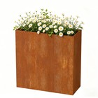 Corten Steel Planter 24 lx10 wx24 h Metal Spliced Planter Box For Outdoor Plants