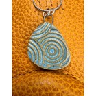 Boho Blue Circles Necklace Handmade Pendant Ceramic Necklace Medallion Jewelry