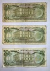 Banco Central De Costa Rica 50 Colones 1993  Circulated - 3 Bills Total