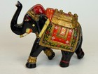 Vintage Hand Carved Painted Wood Elephant Figurine Statue India 8x6x3
