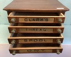 Antique Clark   s Spool Cabinet 4-drawer Oak 22 1 5    By 16 1 2    16 3 4    H