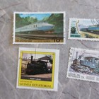 8 Collector Stamps Trains Railroad Canceled- Africa  Vietnam  Lao  Korea  Guinea