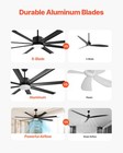 72 Inch 8 Blades Ceiling Fan With Light  Remote Control Modern Reversible Motor