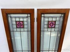 Pair Of Antique Chicago Stained Leaded Glass Windows  Doors 48 x16 