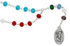 St Michael Archangel Chaplet Multi-colored Beads Rosary W  Prayer Card