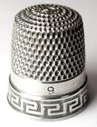 Antique Simons Bros  Sterling Silver Thimble  Raised    greek Key    Band  C1910s