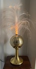 Vintage 70s 80s Fiber Optic Lamp Table Light Gold Brass Globe Base Starburst