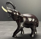 9  Tall Brown Resin Fancy Trunk Up Elephant Statue Sculpture Figurine