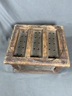 Antique Primitive 1800s Heart Punched Tin Carriage Buggy Foot Coal Warmer Box 