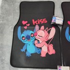 Disney Car Floor Mats Unisex Os Black Stitch Angel Kiss 7pc Accessory Bundle Set
