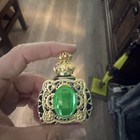 Art Deco Perfume Bottle With Uranium Cabochon Czech Blue Glass Perfume Glow  