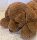 Fao Schwarz Plush Brown Dog Puppy Stuffed Animal 20  lying Down