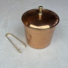 Vintage Copper Ice Bucket With Tongs And Lid Barware Serving