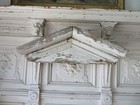 Awesome 21  Old Salvaged Architectural Peaked Header Pediment Chippy White Paint