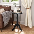 Round Small Wood Pedestal Vintage Accent Table  2 Black  Nightstand End Side