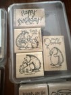 Stampin  Up  Mixed Lot Mounted   Unbranded Stamps Wood Rubber 2acrylic Blocks