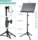 Professional Portable Sheet Music Stand - Folding Adjustable Holder  With Carryi