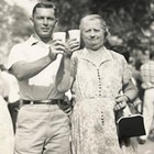 Handsome Muscular Man And Older Woman Vintage Snapshot Photo 1950s