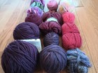 Lot 14 Piece Animal Fiber Yarn Skein Ball Wool Silk Purple Pink Burgundy Red New