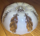 Vintage Ivory Frosted Glass Ceiling Light Lamp Shade 10  Art Deco Leaf Pattern