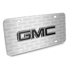 Gmc Black Inlay 3d Logo On Logo Pattern Brushed Aluminum License Plate